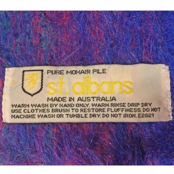 ST ALBANS Blue Teal Purple Mohair Scarf 72"L Australia EUC - Picture 2 of 3